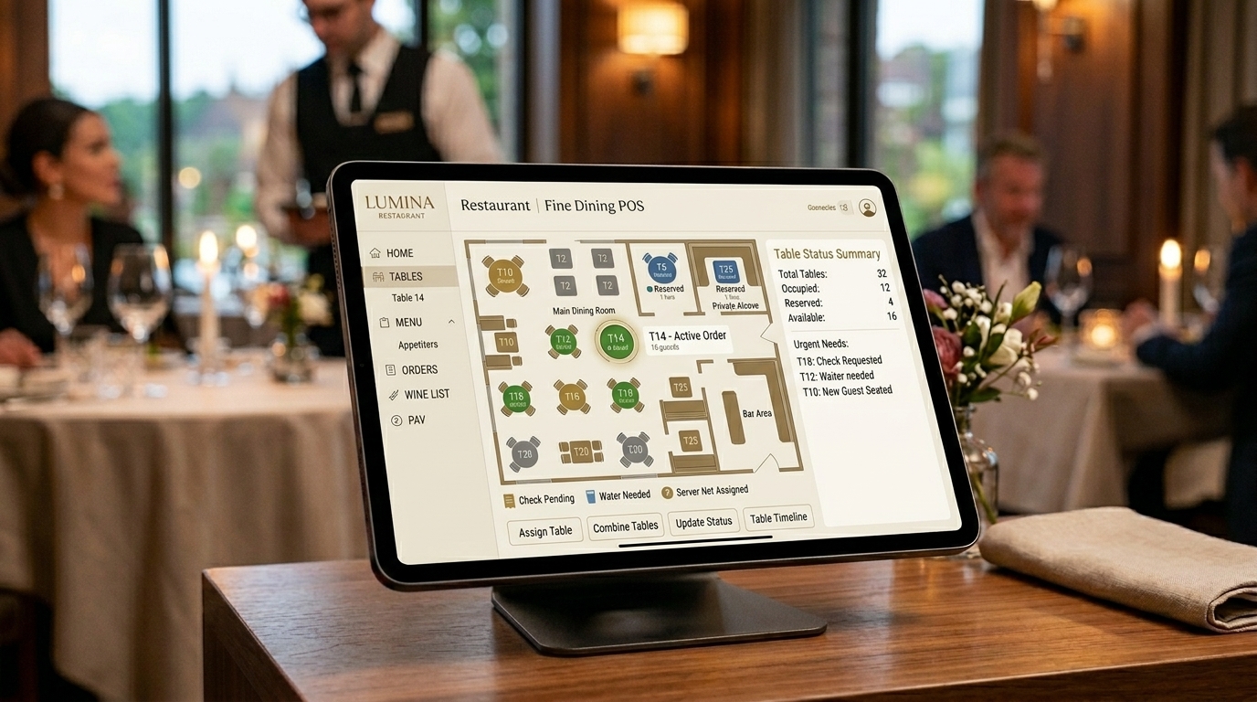 POS System Screen Restaurant Menu